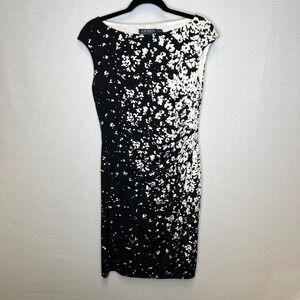 Lauren Ralph Lauren Black and White Floral Midi Dress